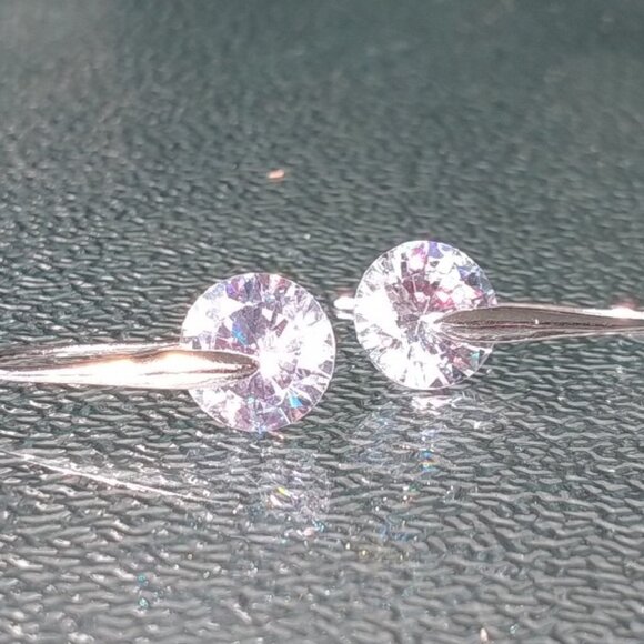 New Pair of Sterling Silver Crystal Hook Earrings - Picture 4 of 4